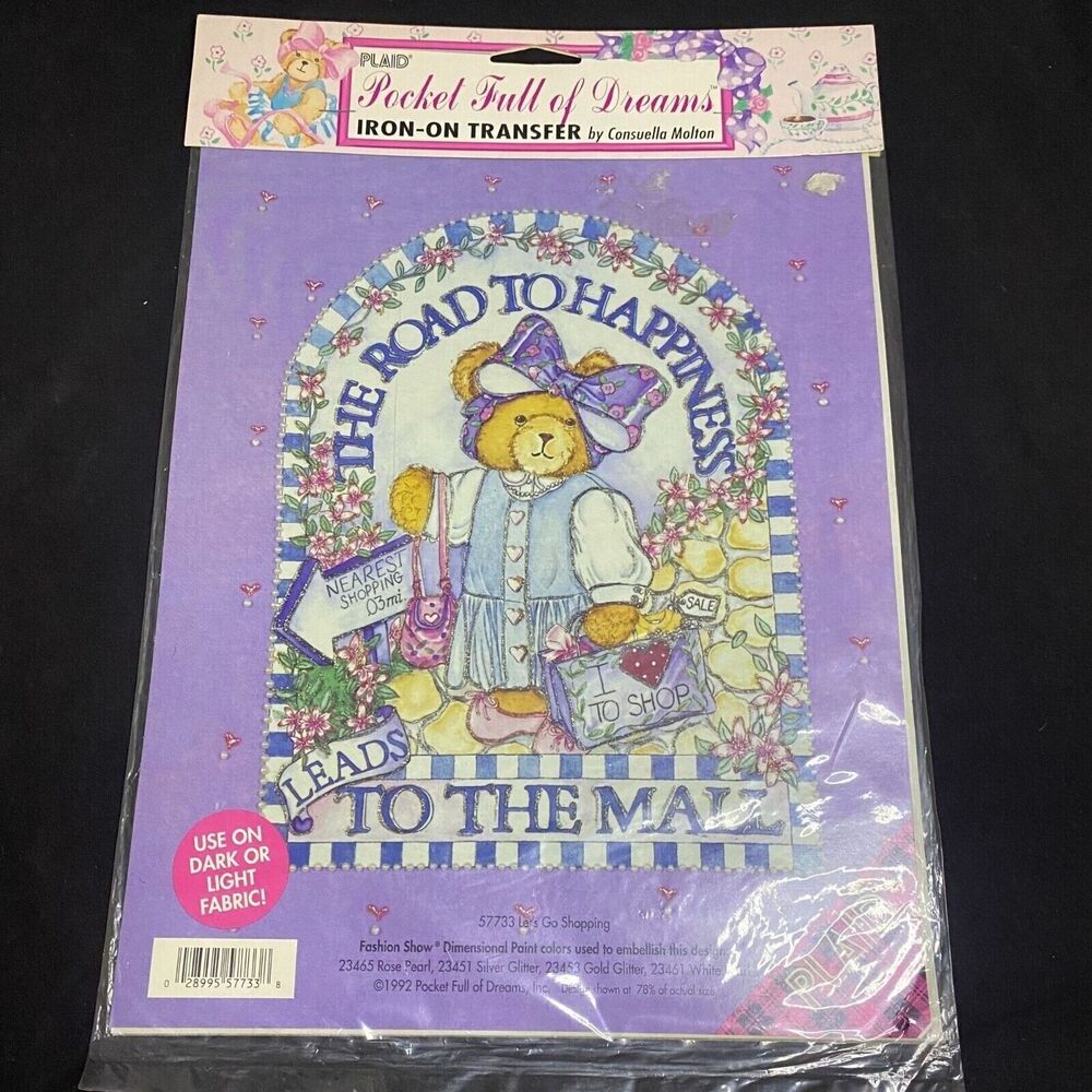#6953 VTG Pocket Full of Dreams Iron On The Road to Hapiness Leads to the Mall M